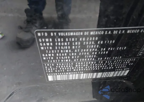 2021 Volkswagen Tiguan 2.0T Se/2.0T Se R-Line Black/2.0T Sel from USA, damaged, VIN 3VV3B7AX5MM095770